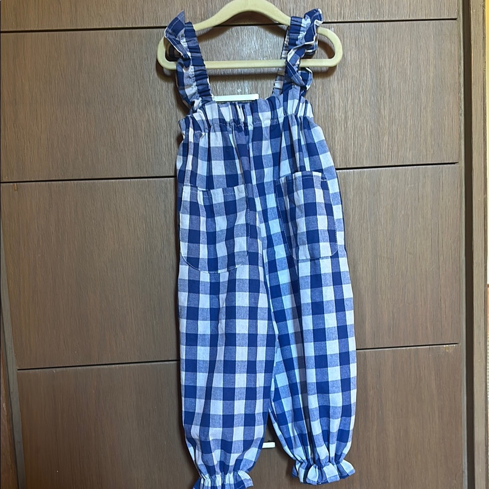 Blue Checkered Kids Jumpsuit